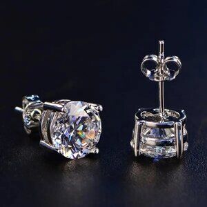 1.3 Carat White Topaz Stud Earrings